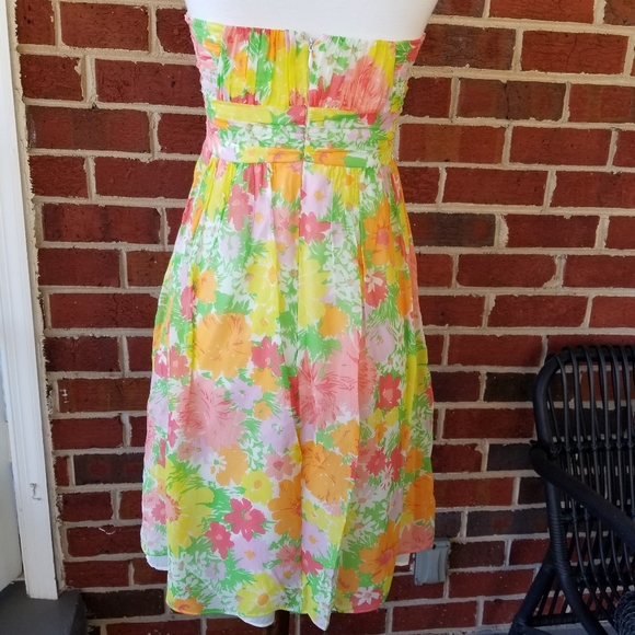 Shoshanna silk floral strapless dress 2 - Picture 12 of 14